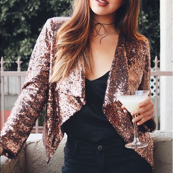Rose Gold Sequin Draped Blazer | Poshmark